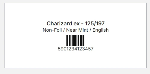 Dymo 30336 label preview for a card variant with an EAN-13 barcode